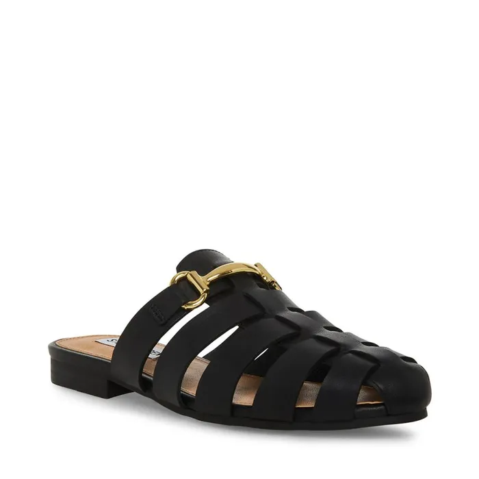 Steve Madden Kelby Black Leather Womens Loafers and Flats