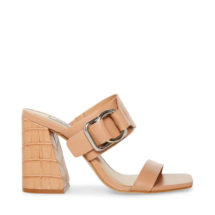 Steve Madden Leda Brown Leather Womens Heels
