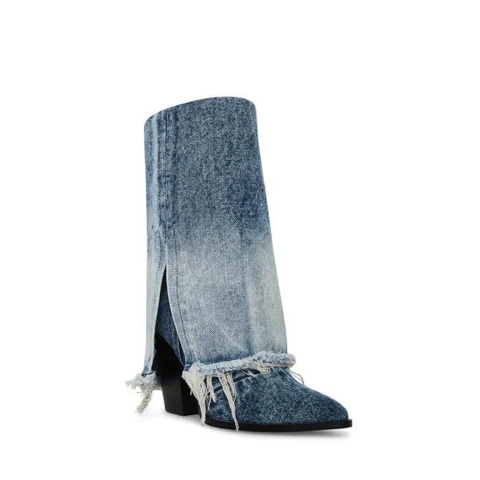 Steve Madden Livvy Denim Fabric Womens Boots and Booties