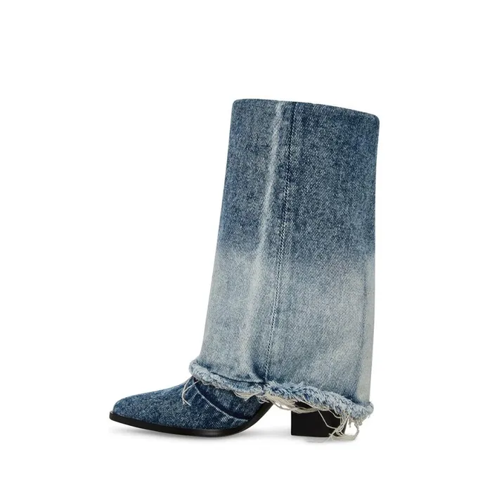 Steve Madden Livvy Denim Fabric Womens Boots and Booties