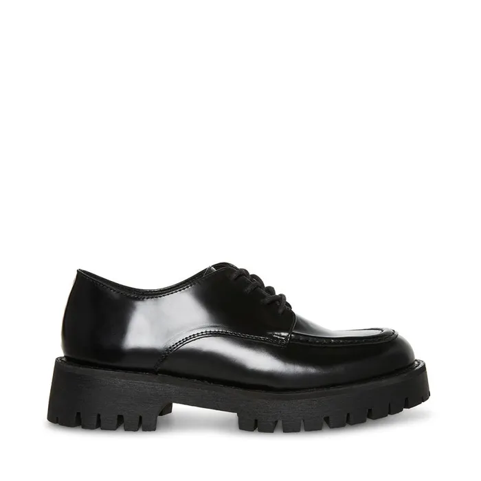 Steve Madden Luisa Black Leather Womens Loafers and Flats