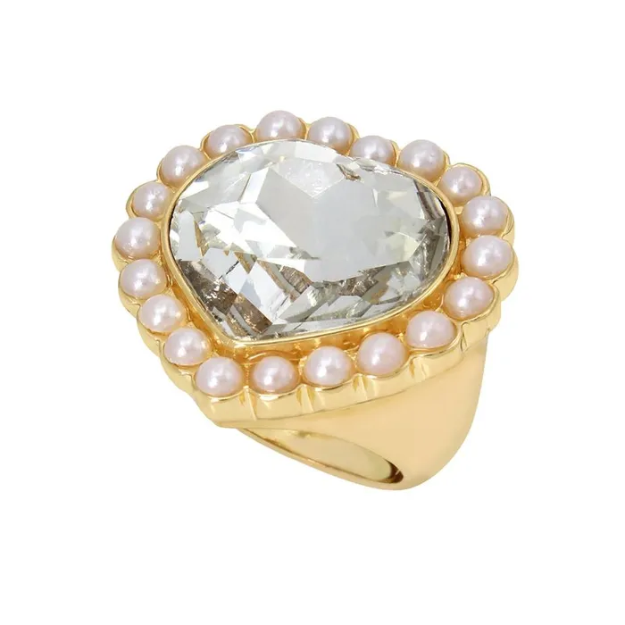 Steve Madden Pearl Heart Cocktail Ring Ivory Womens Jewelry Steve Madden Pearl Heart Cocktail Ring Ivory Womens Jewelry