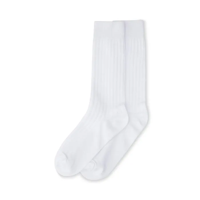 Steve Madden Ribbed Crew Socks White Womens Socks and Tights