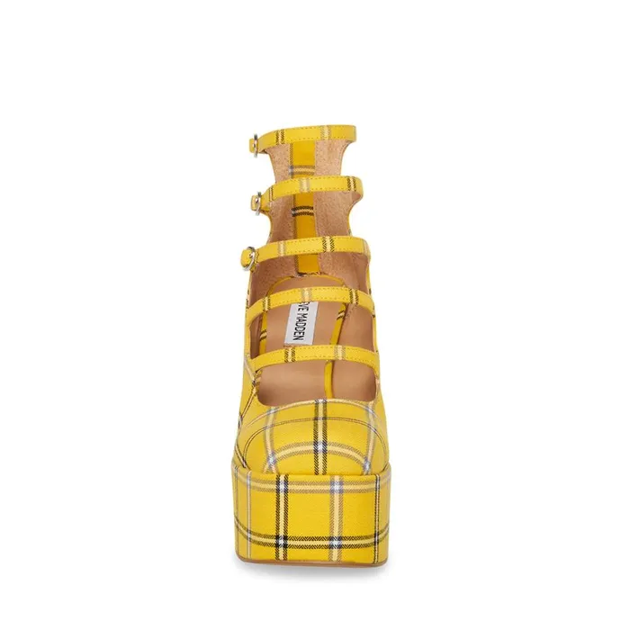 Steve Madden Rosario Yellow Plaid Womens Heels