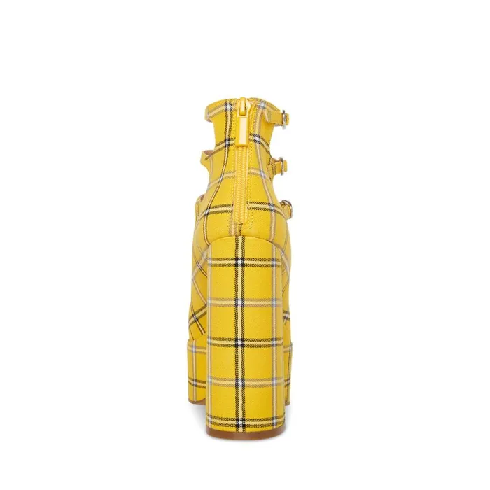 Steve Madden Rosario Yellow Plaid Womens Heels