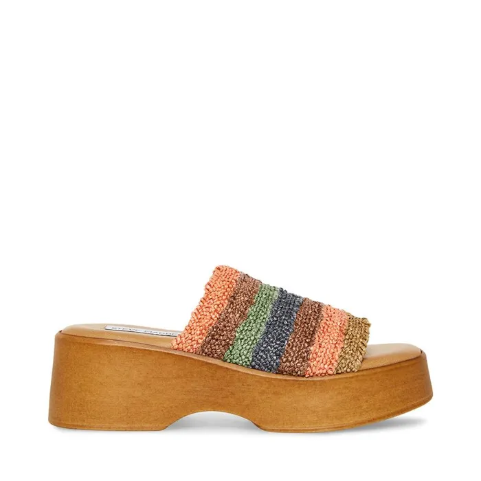 Steve Madden Slinky30 Natural Multi Womens Sandals
