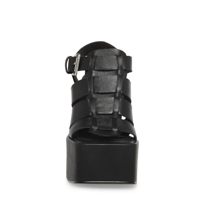 Steve Madden Tranquil Black Leather Womens Heels