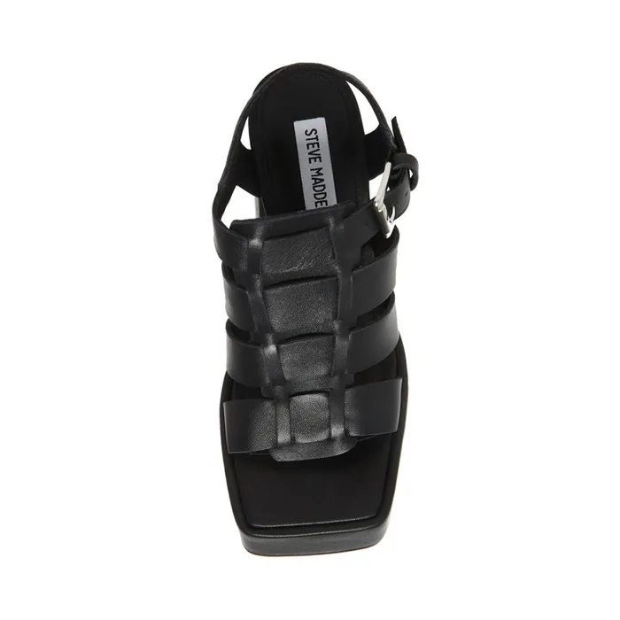 Steve Madden Tranquil Black Leather Womens Heels