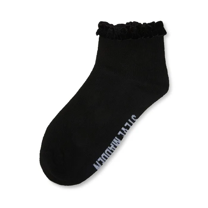 Steve Madden Velvet Ruffle Anklet Sock Black Womens Socks and Tights