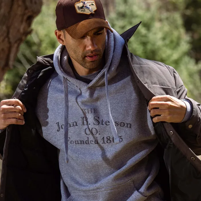 Sweaters and Hoodies Men Stetson John B Co Hooded Sweatshirt Grey