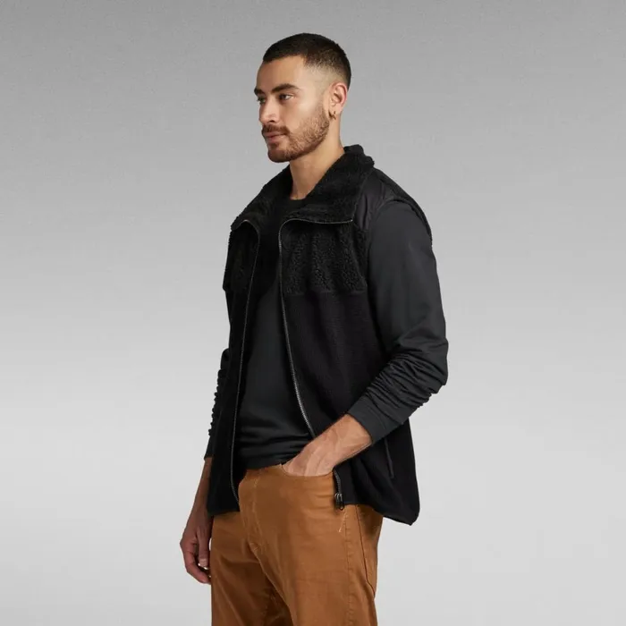 Sweaters Men GStar RAW Dast Shearling Knitted Bodywarmer Dark Black