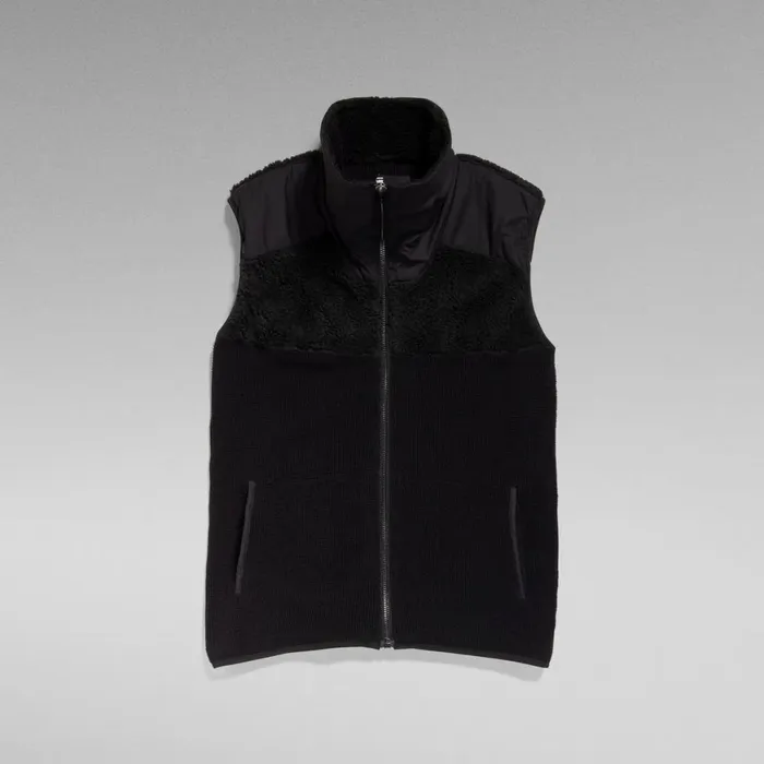 Sweaters Men GStar RAW Dast Shearling Knitted Bodywarmer Dark Black