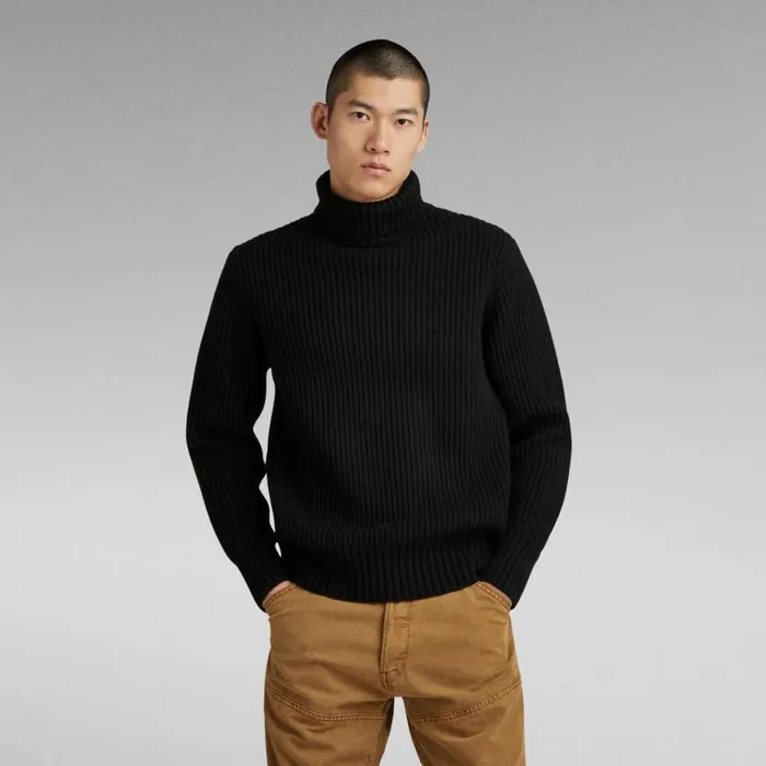 Sweaters Men GStar RAW Essential Turtle Knitted Sweater Dark Black