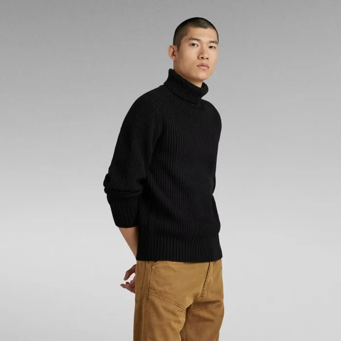 Sweaters Men GStar RAW Essential Turtle Knitted Sweater Dark Black