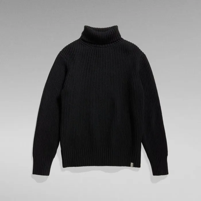 Sweaters Men GStar RAW Essential Turtle Knitted Sweater Dark Black