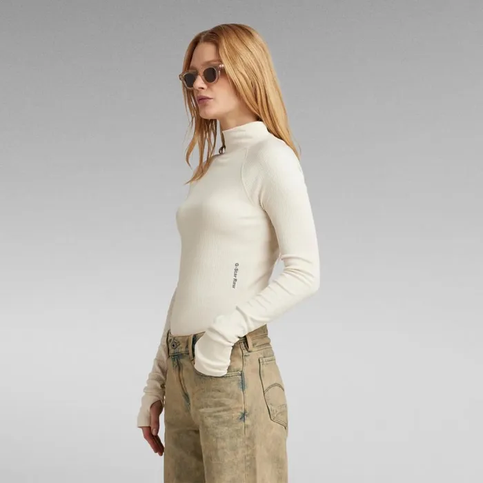 Sweaters Women GStar RAW Slim Rib Mock Top Eggnog