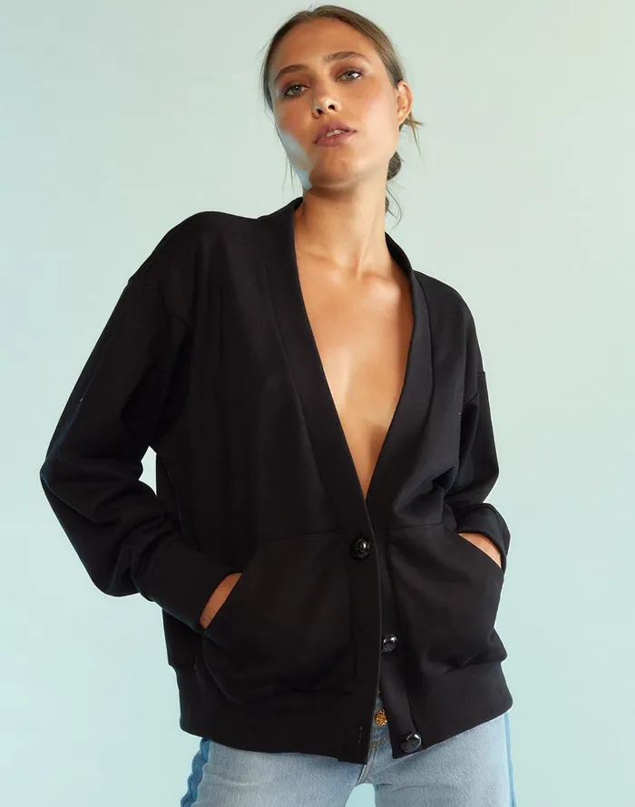Sweatshirt Cardigan 8211 Black Women Cynthia Rowley Tops