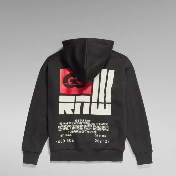Sweatshirts and Hoodies Men GStar RAW GS Raw Back Graphic Loose Hoodie Dark Black