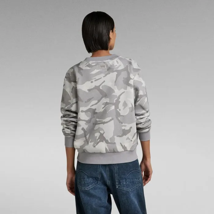 Sweatshirts and Hoodies Women GStar RAW Cropped Allover Loose Sweater Cool Grey Woodland Camo