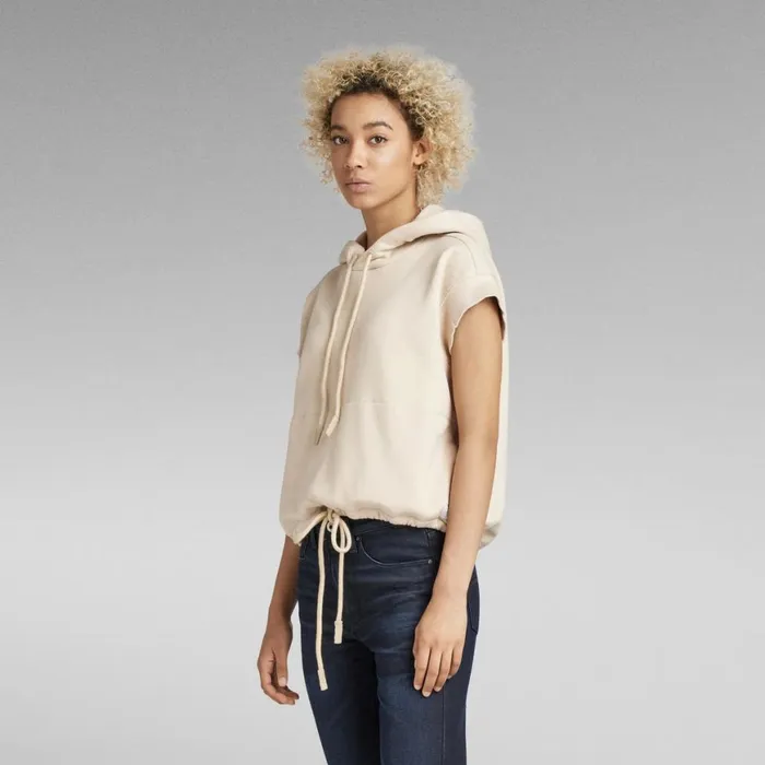 Sweatshirts and Hoodies Women GStar RAW Relaxed Short Sleeve Hoodie Brown Rice