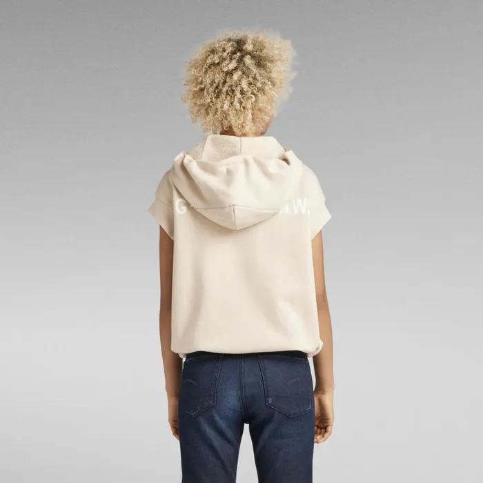 Sweatshirts and Hoodies Women GStar RAW Relaxed Short Sleeve Hoodie Brown Rice