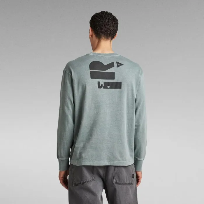 TShirts and Polos Men GStar RAW Back Typography Boxy TShirt Grey Moss