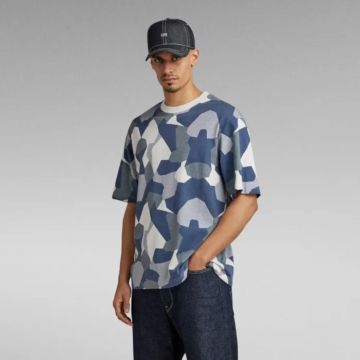 TShirts and Polos Men GStar RAW Oversized Boxy TShirt Symmetric Allover Oyster Mushroom Geo Camo