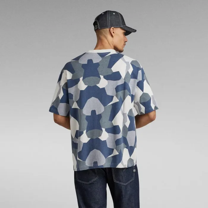 TShirts and Polos Men GStar RAW Oversized Boxy TShirt Symmetric Allover Oyster Mushroom Geo Camo