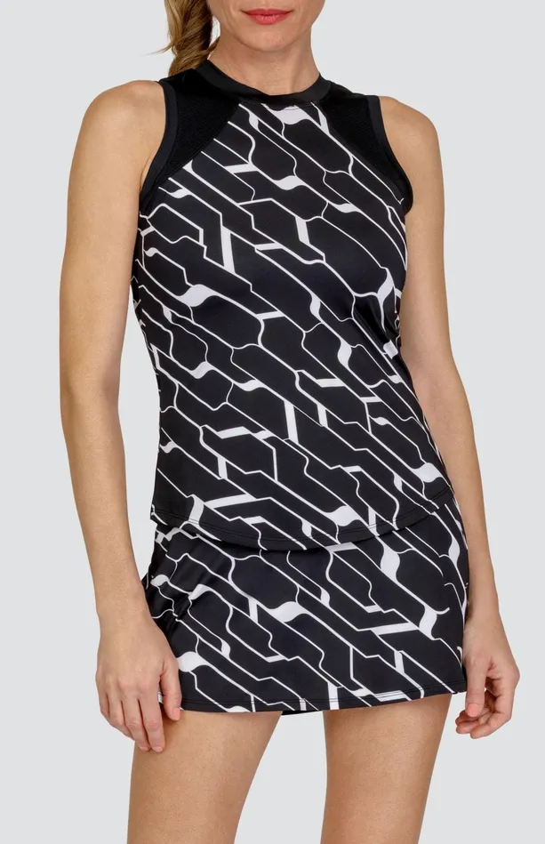 Tail Activewear Paz Tank 8211 Cascade Geo Onyx Women Tanks