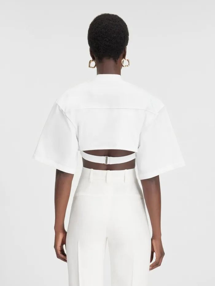 The Bahia Cropped Tshirt White Women JACQUEMUS Tops and Shirts