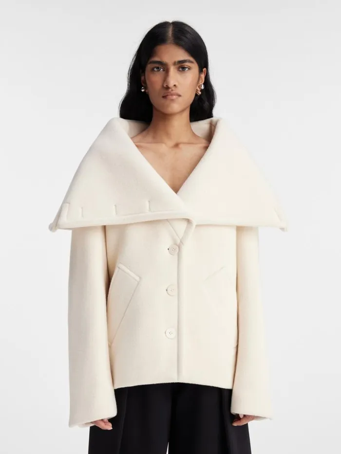 The Caruso Peacoat Offwhite Women JACQUEMUS Coats and Jackets