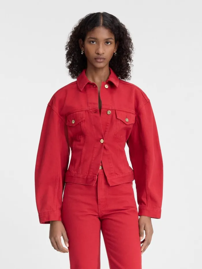 The Denim DeNmes Jacket Red Women JACQUEMUS Coats and Jackets The Denim DeNmes Jacket Red Women JACQUEMUS Coats and Jackets