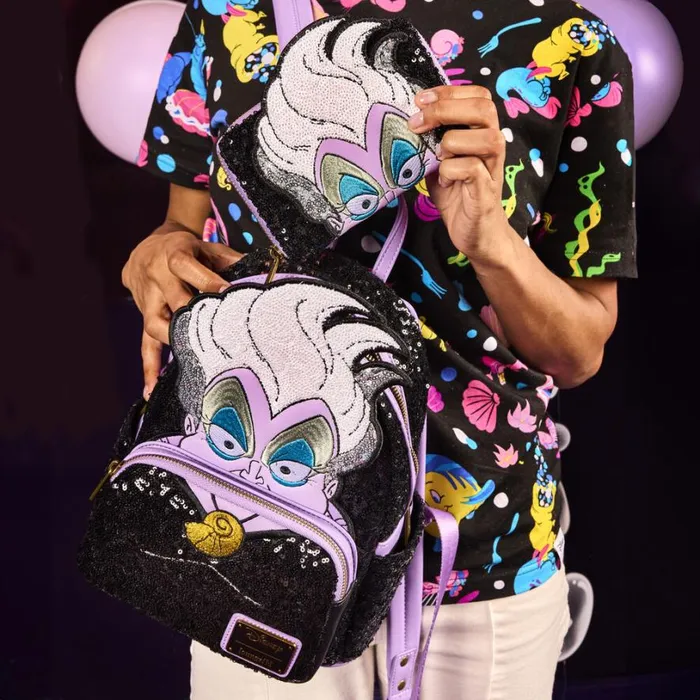 The Little Mermaid 35th Anniversary Exclusive Ursula Sequin Cosplay Zip Around Wallet Unisex Loungefly Bags and Wallets