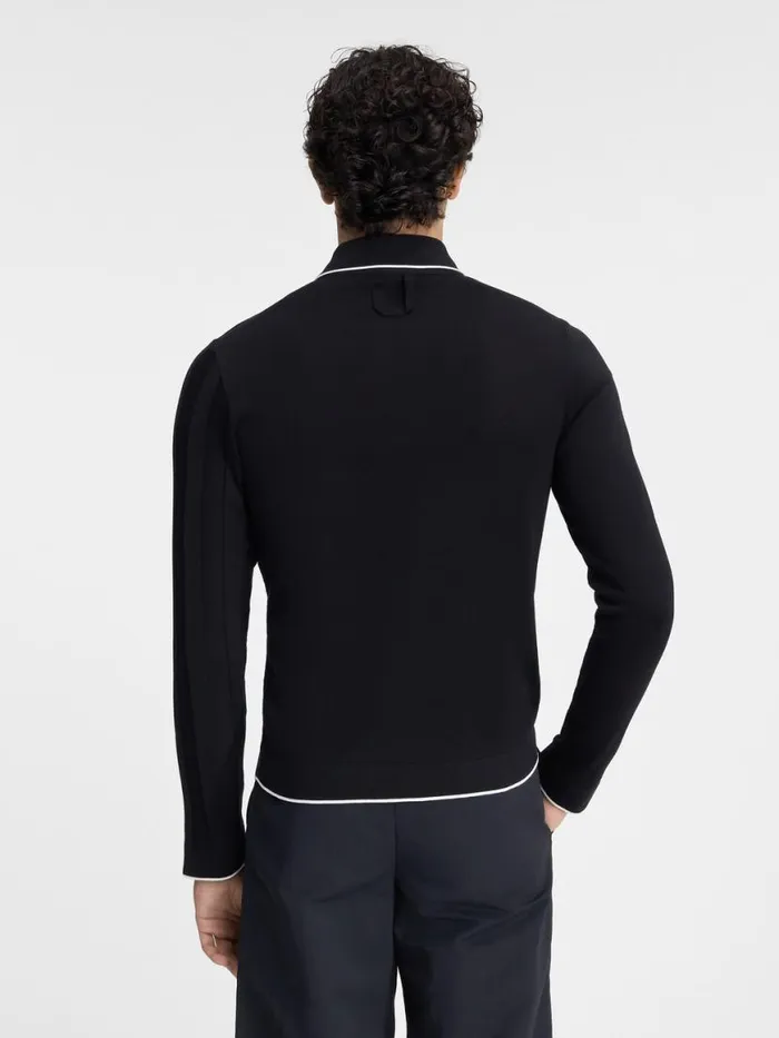 The Tricot Longsleeve Polo Shirt Black Men JACQUEMUS Knits The Tricot Longsleeve Polo Shirt Black Men JACQUEMUS Knits