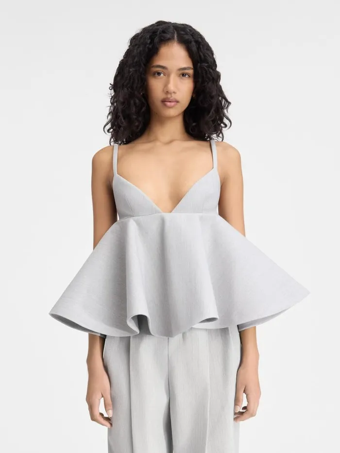 The Vela Top Light Grey Women JACQUEMUS Tops and Shirts