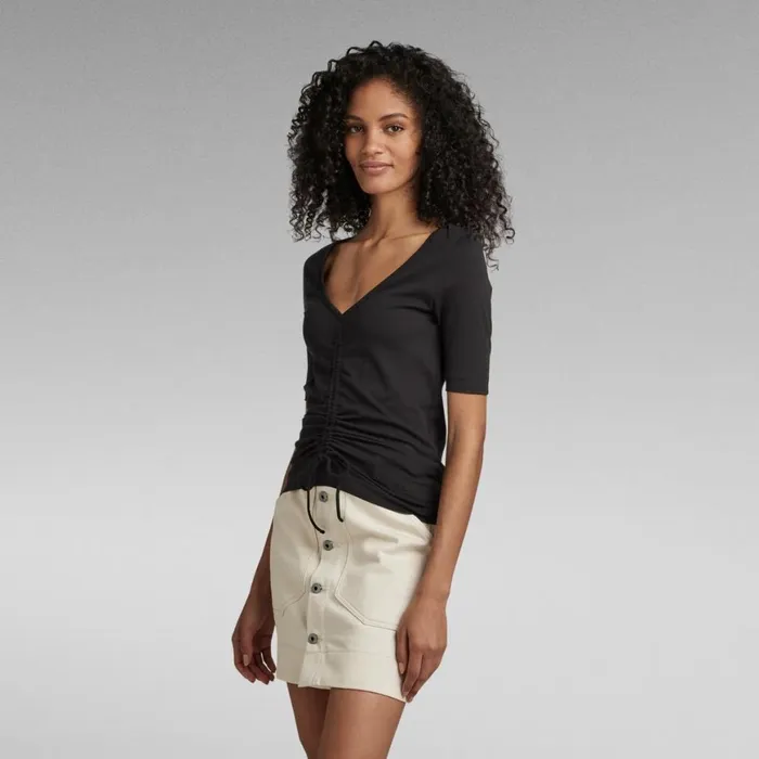 Tops and Tshirts Women GStar RAW Adjustable Front Slim VNeck Top Dark Black