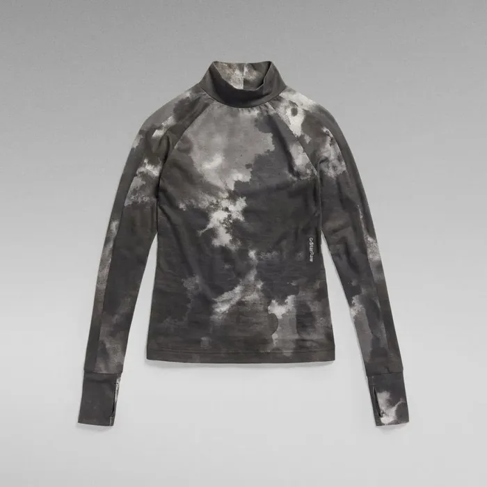 Tops and Tshirts Women GStar RAW Blurry Camo Slim Mock Top Dk Black Blurry Camo