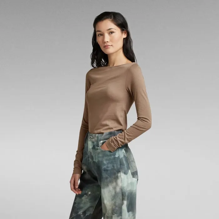 Tops and Tshirts Women GStar RAW Boat Slim Top Deep Walnut