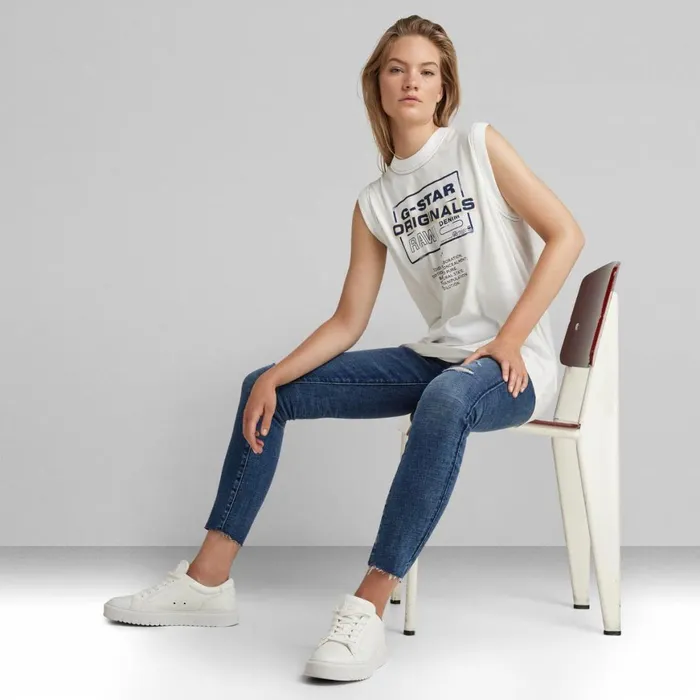 Tops and Tshirts Women GStar RAW Lash Originals Loose Tank Top Milk