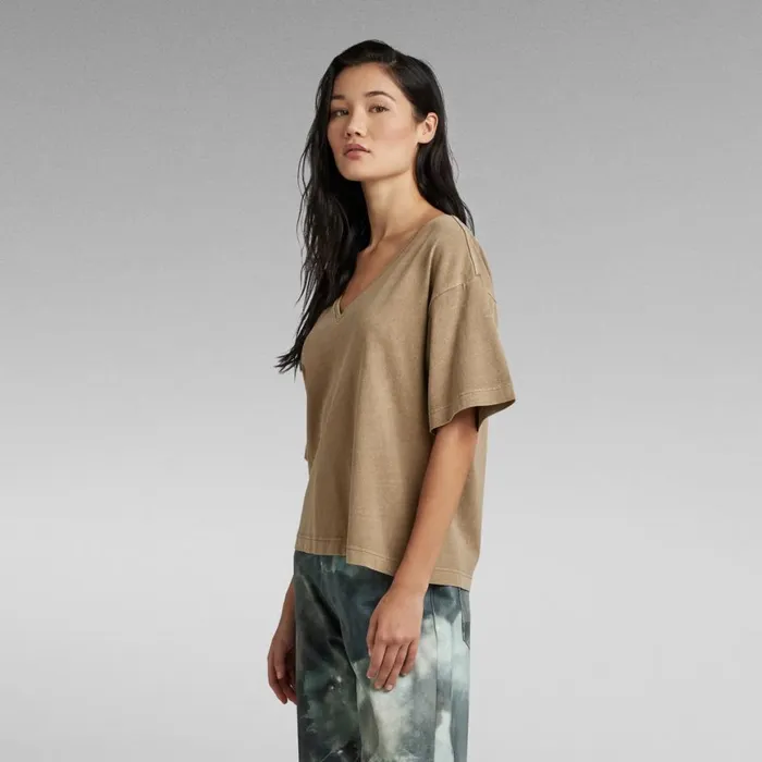 Tops and Tshirts Women GStar RAW Overdyed Deep VNeck Loose Top Renaissance Dk Toggee Gd