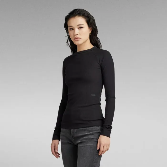 Tops and Tshirts Women GStar RAW Slim Rib Top Dark Black
