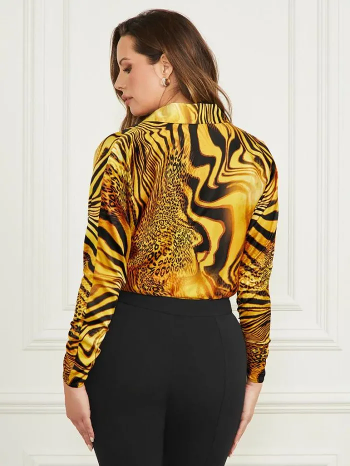 Tops And Sweaters Women Marciano Golden Sunset LongSleeve Bodysuit Golden Sunset Print Tops And Sweaters Women Marciano Golden Sunset LongSleeve Bodysuit Golden Sunset Print