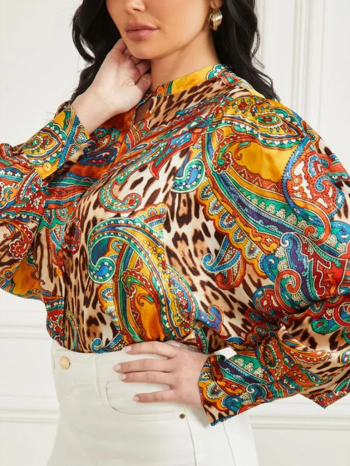 Tops And Sweaters Women Marciano Phoenix Rising Yvonne Blouse Phoenix Rising Print Tops And Sweaters Women Marciano Phoenix Rising Yvonne Blouse Phoenix Rising Print