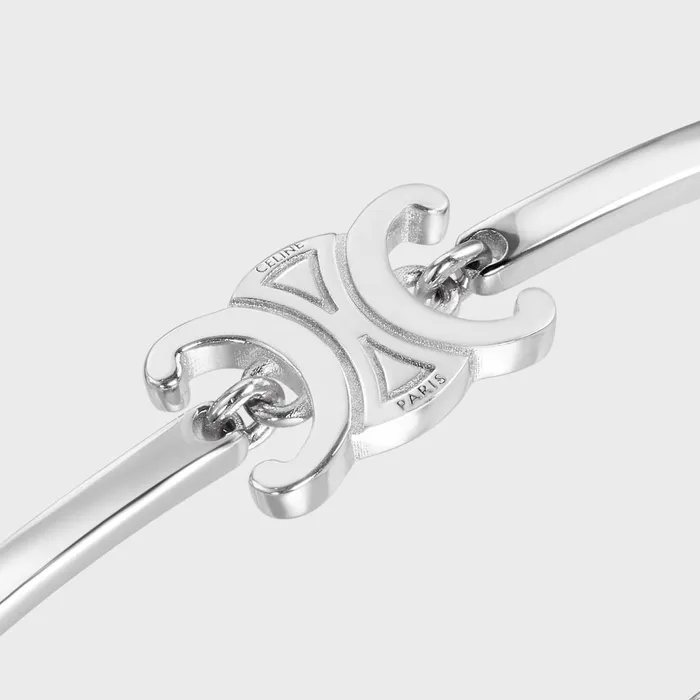 Triomphe Articulated Bracelet In Brass With Rhodium Finish Silver Women CELINE BRACELETS Triomphe Articulated Bracelet In Brass With Rhodium Finish Silver Women CELINE BRACELETS