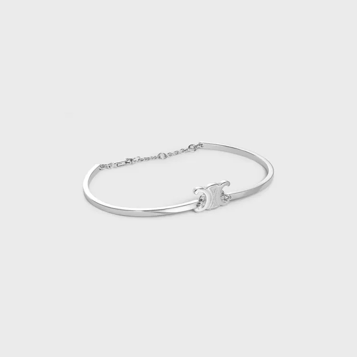 Triomphe Articulated Bracelet In Brass With Rhodium Finish Silver Women CELINE BRACELETS Triomphe Articulated Bracelet In Brass With Rhodium Finish Silver Women CELINE BRACELETS