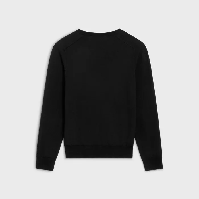 Triomphe VNeck Sweater In Wool Black Men CELINE KNITWEAR