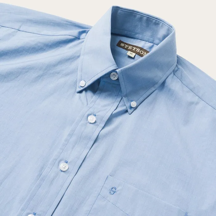 Western Shirts Men Stetson Blue Solid OnePocket SnapFront Shirt Blue