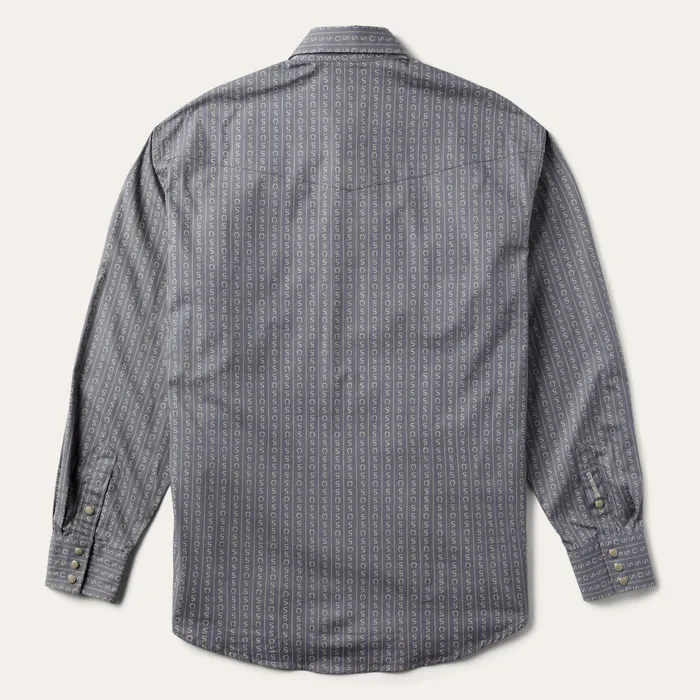 Western Shirts Men Stetson Horseshoe Stripe Print Shirt Horseshoe Stripe Print Shirt