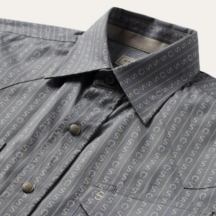 Western Shirts Men Stetson Horseshoe Stripe Print Shirt Horseshoe Stripe Print Shirt
