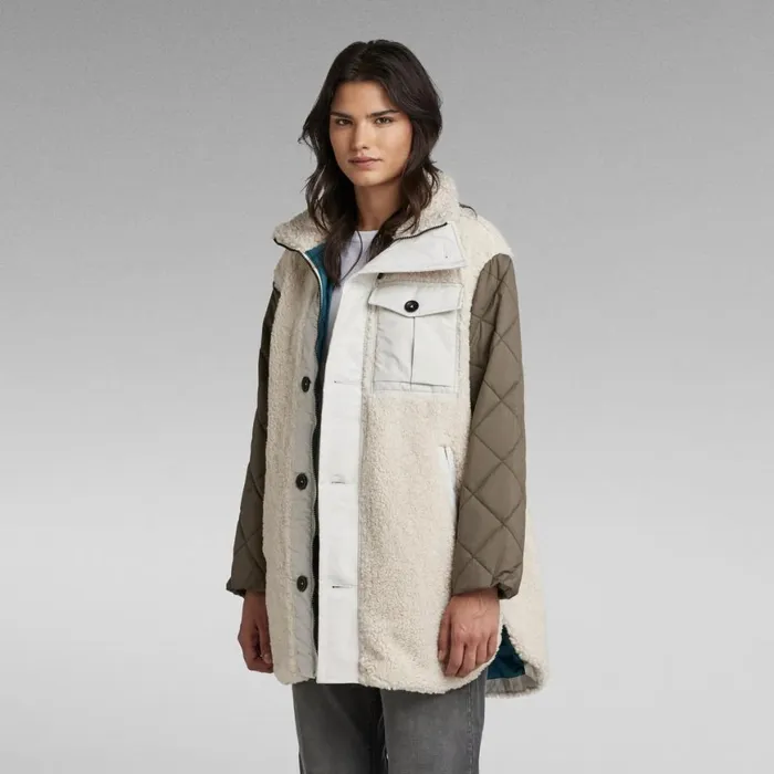 Winter Coats Women GStar RAW Teddy Mix Jacket Ecru